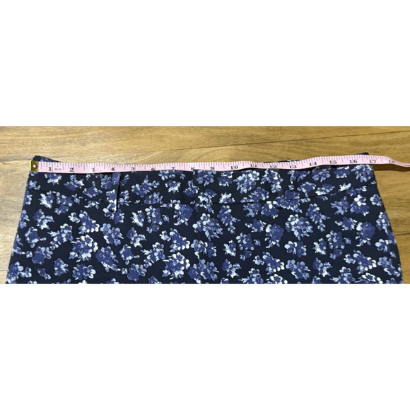 Club Monaco Blue & White Floral Print Pant Trouser Ankle Cropped Women Sz 10 - Picture 5 of 10